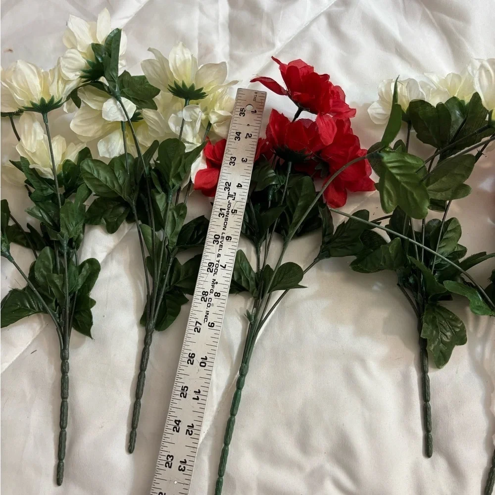 Bunch of 6 Artificial Red and White Floral Stems